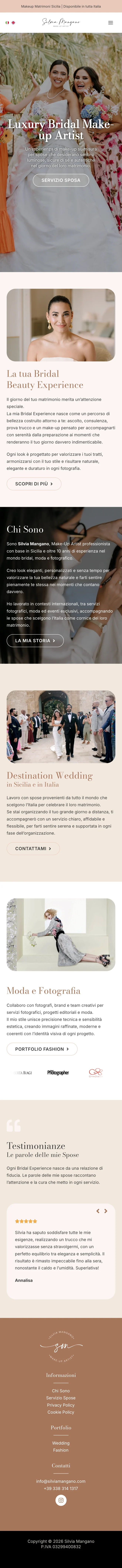 Sito Silvia Mangano — versione mobile