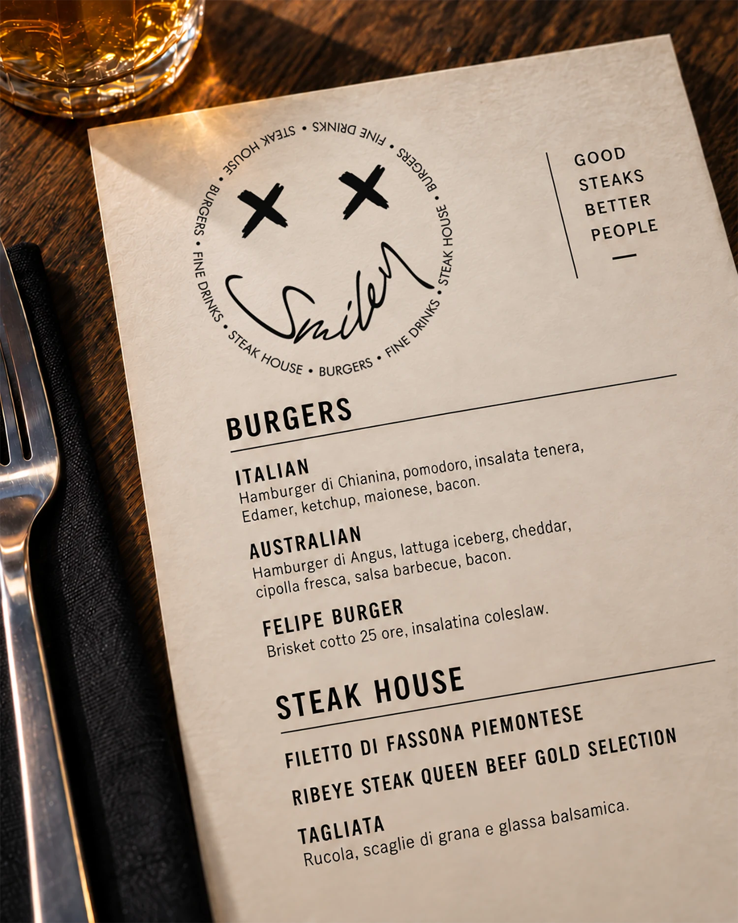 Logo Smiley Steak House: menu